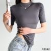  A2102-Áo Thun Lụa Cổ Đứng Tay Ngắn 