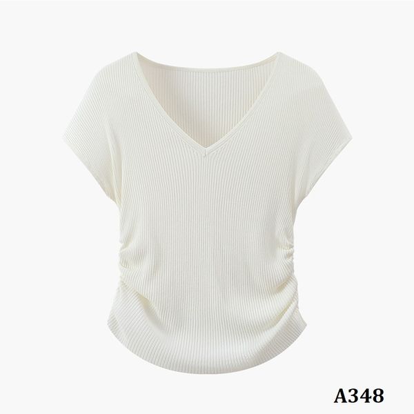  A348-Áo Cổ Tim Nhún Eo 