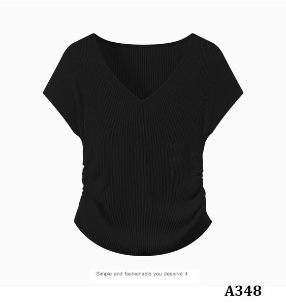  A348-Áo Cổ Tim Nhún Eo 
