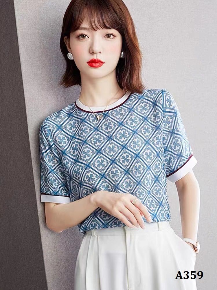  A359-Áo Len Lụa Băng Dệt Kim Hoa Văn 