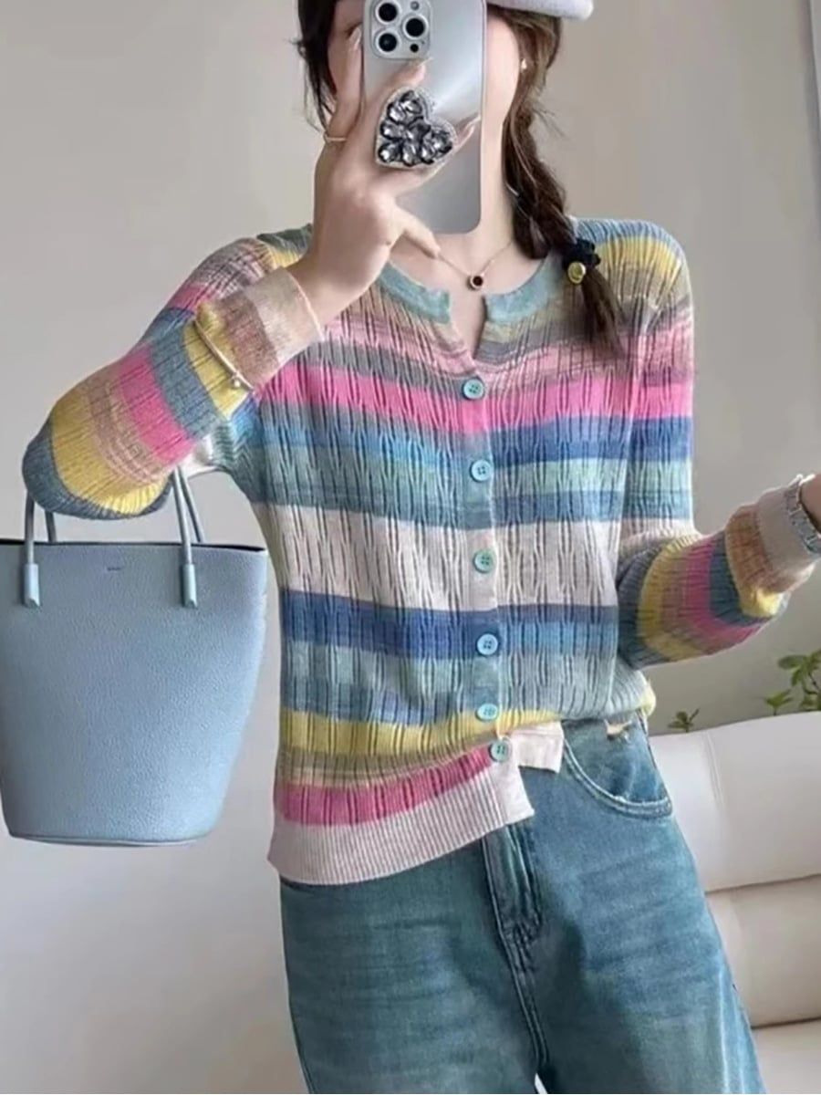  A36 - Áo len Sắc Màu Tay Dài Có nút 