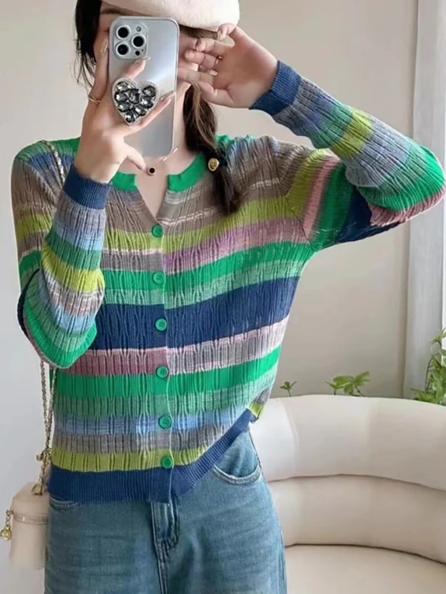  A36 - Áo len Sắc Màu Tay Dài Có nút 