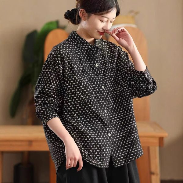  A573-Áo Sơ Mi Họa Tiết Phối Màu 