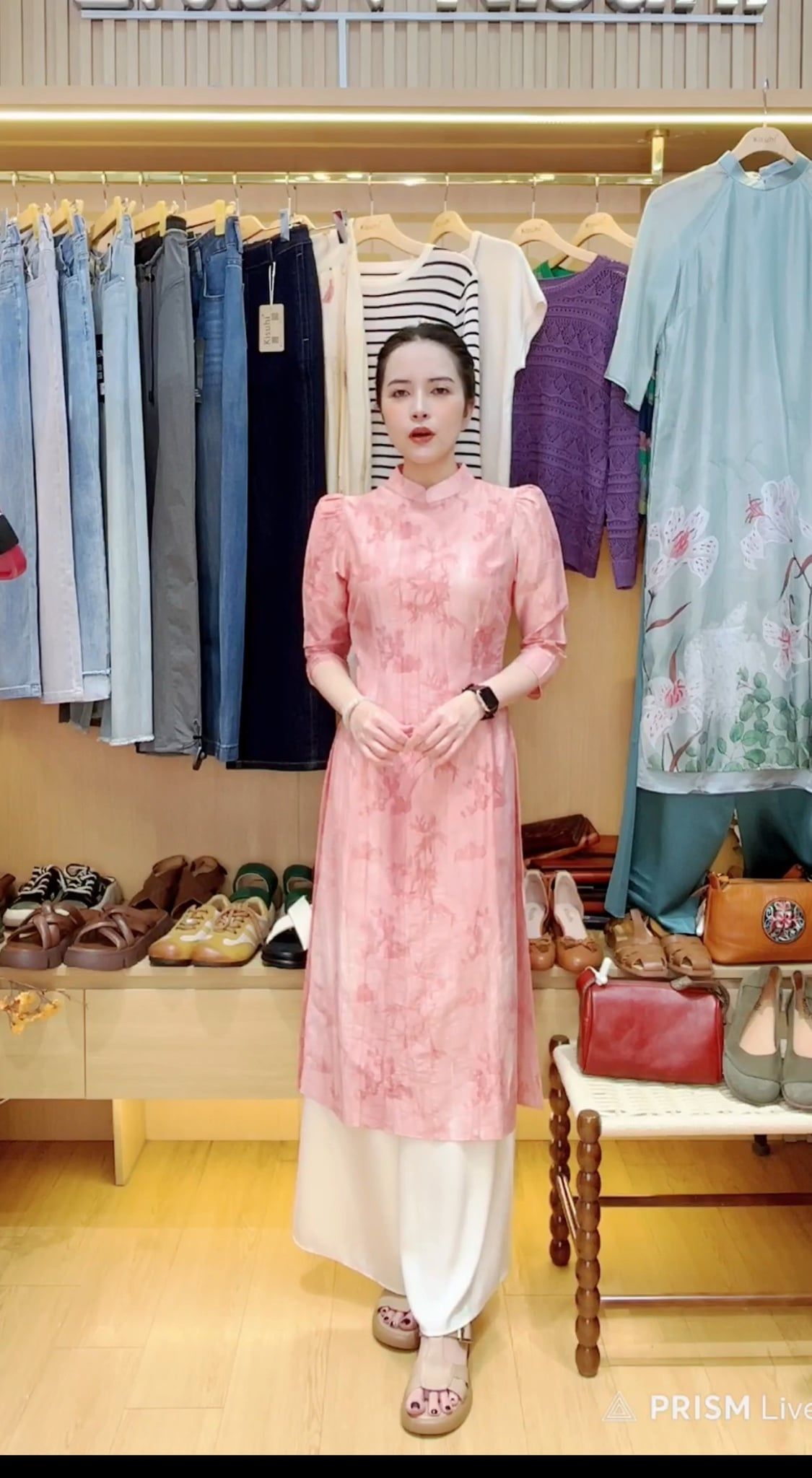  AD04- Áo Dài Lụa Tencel Hoa Văn Jacquard 