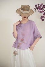  A645-Áo Ramie Thêu Hoa 