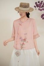  A645-Áo Ramie Thêu Hoa 