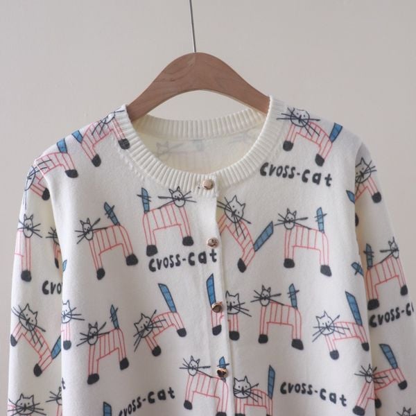  A733-Áo Len Dệt Kim Mèo Con Mùa Thu 