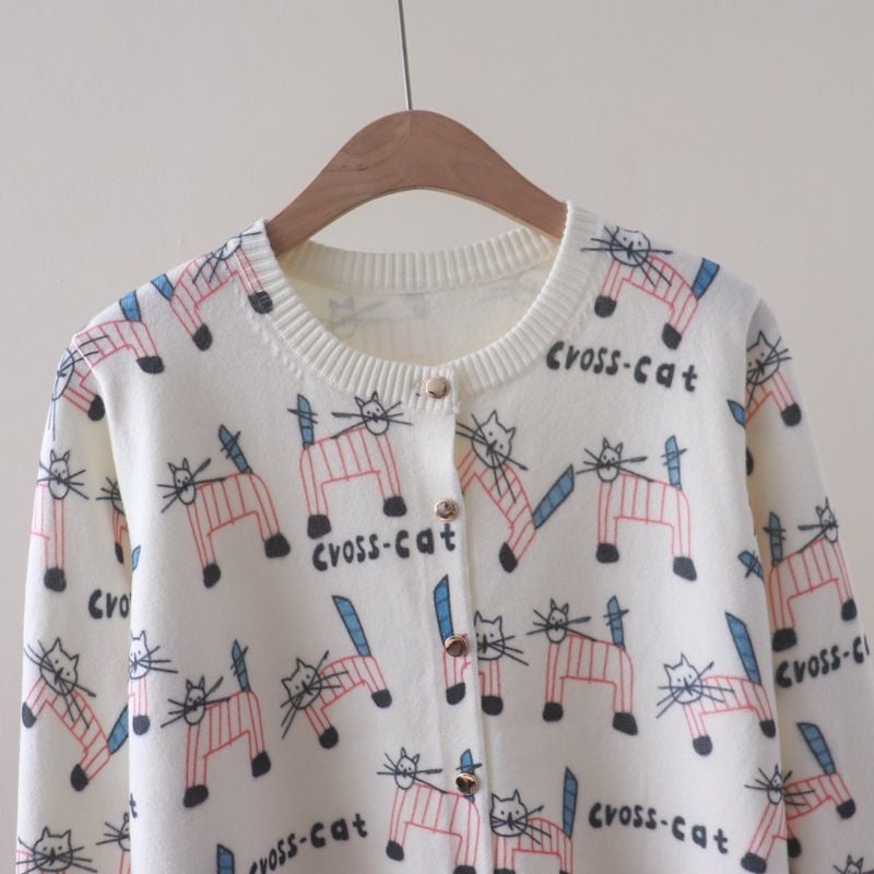  A733-Áo Len Dệt Kim Mèo Con Mùa Thu 