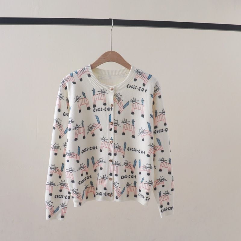  A733-Áo Len Dệt Kim Mèo Con Mùa Thu 