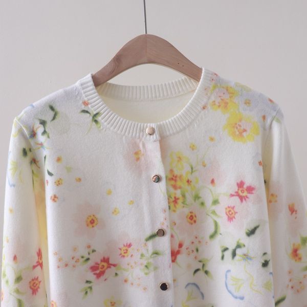  A799-Áo Len Dệt Kim Cardigan Dày Dặn Hoa Lá Mùa Thu Hàn Quốc 