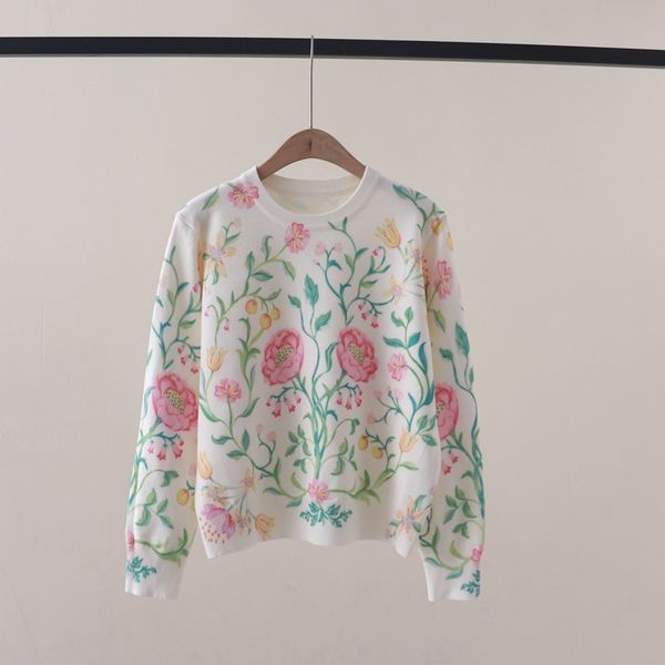  A800-Áo Len Dệt Kim Cardigan Dày Dặn Hoa Leo Mùa Thu Hàn Quốc 