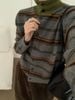A803-Áo Len Dệt Kim Cardigan Cổ Cao Kẻ Sọc Kiểu Pháp Mùa Thu