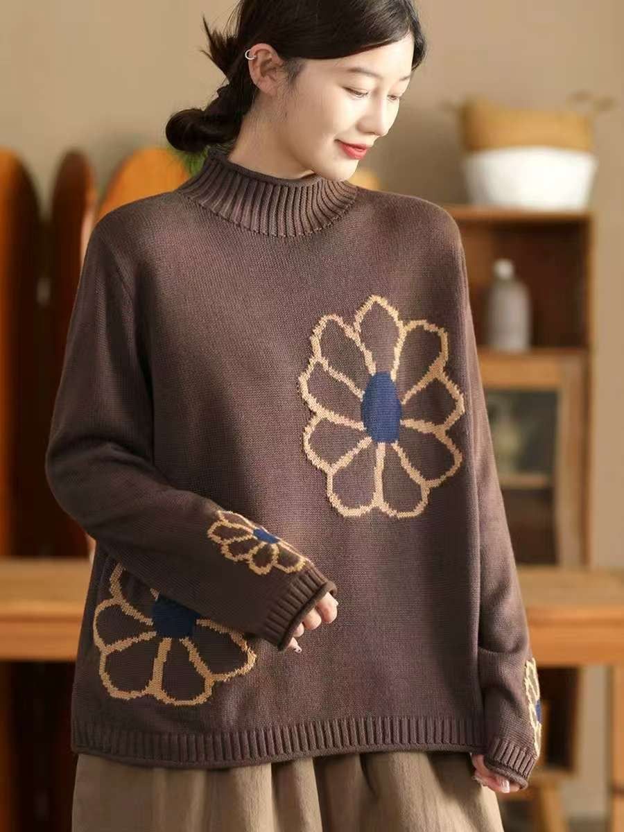  A806-Áo Len Dệt Kim Cardigan Thêu Hoa Mùa Thu Hàn Quốc 