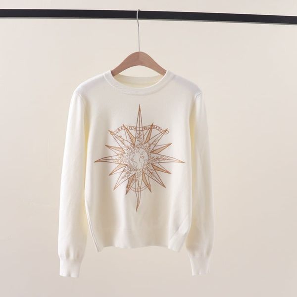  A817-Áo Len Dệt Kim Sao Hoa Mùa Thu Hàn Quốc 