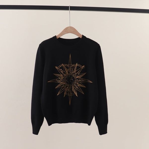  A817-Áo Len Dệt Kim Sao Hoa Mùa Thu Hàn Quốc 