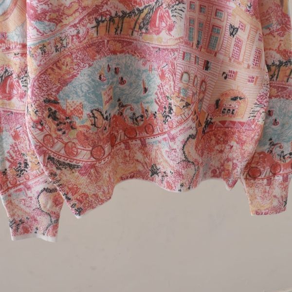  A818-Áo Len Dệt Kim Trừu Tượng Mùa Thu Hàn Quốc 