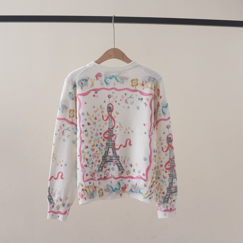  A820-Áo Len Dệt Kim Tháp Eiffel Mùa Thu 