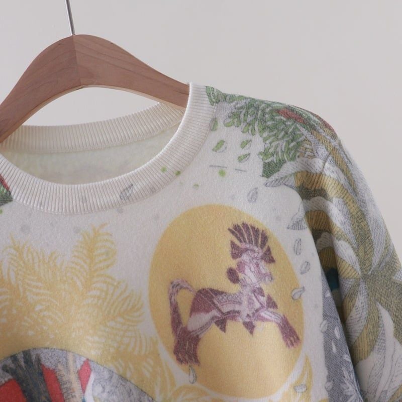  A823-Áo Len Dệt Kim Họa Tiết Nghệ Thuật Mùa Thu 