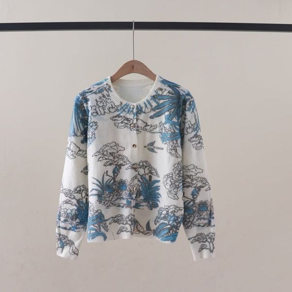  A824-Áo Len Dệt Kim Phong Cảnh Nghệ Thuật Mùa Thu 