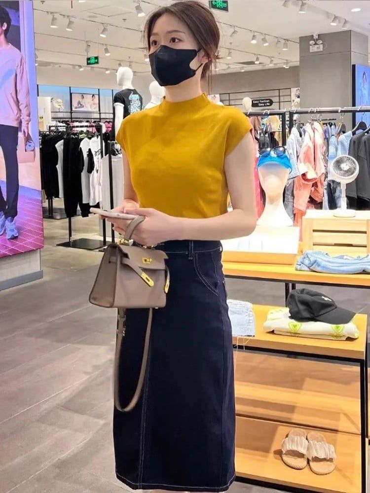  A827-Áo Thun Ngắn Tay Cổ Cao Kiểu Pháp 