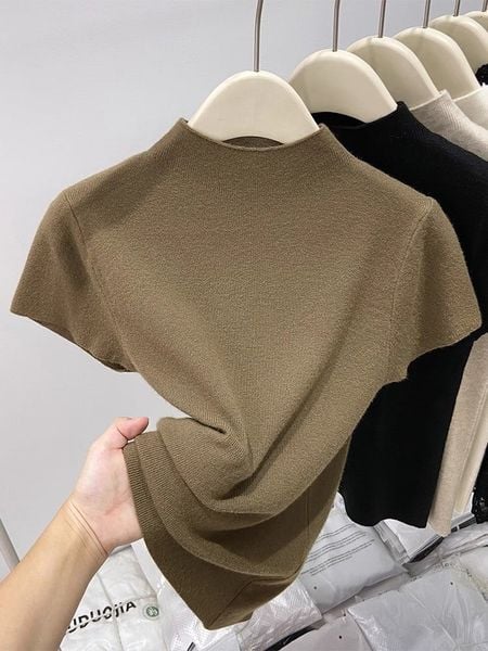  A827-Áo Thun Ngắn Tay Cổ Cao Kiểu Pháp 