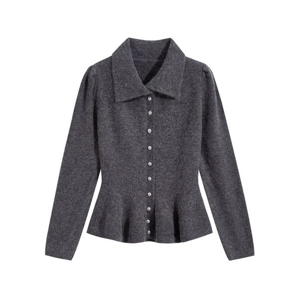  A828-Áo Len Cardigan Bèo Nhún Mùa Thu Kiểu Pháp 