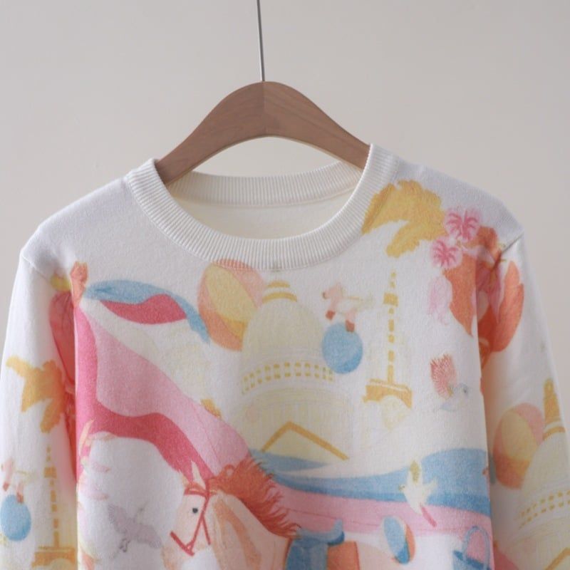  A832-Áo Len Dệt Kim Hồng Mã Hoa Xuân Mùa Thu 