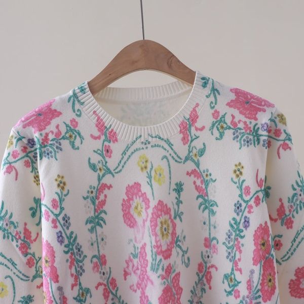  A833-Áo Len Dệt Kim Hoa Lá Cổ Tích Mùa Thu 