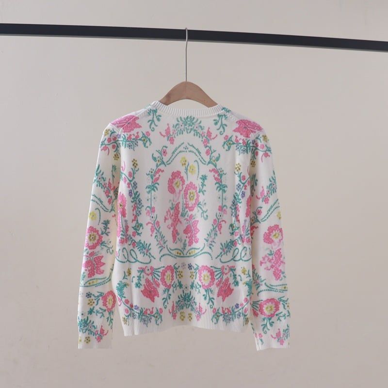  A833-Áo Len Dệt Kim Hoa Lá Cổ Tích Mùa Thu 