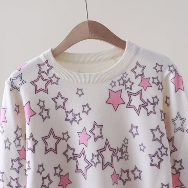  A835- Áo Len Dệt Kim Họa Tiết Ngôi Sao Mùa Thu 