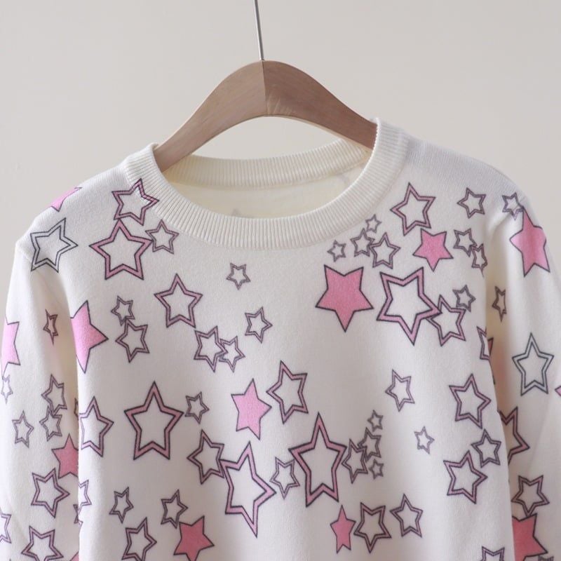  A835- Áo Len Dệt Kim Họa Tiết Ngôi Sao Mùa Thu 