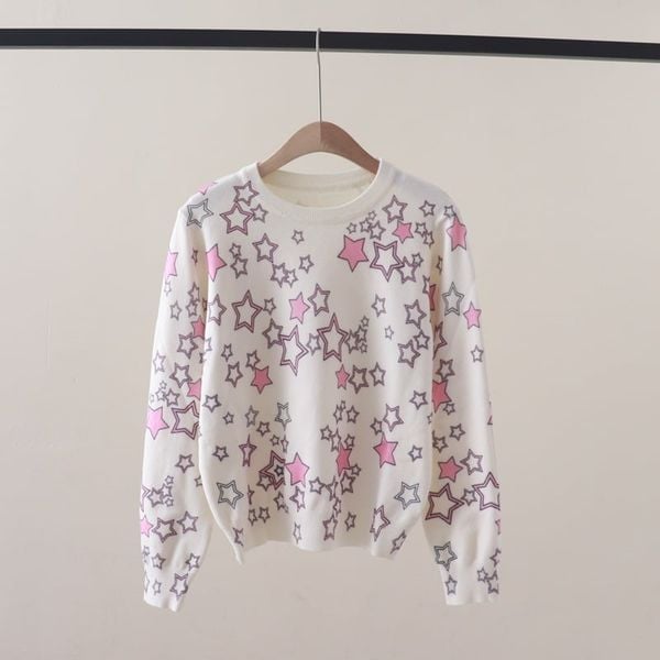  A835- Áo Len Dệt Kim Họa Tiết Ngôi Sao Mùa Thu 