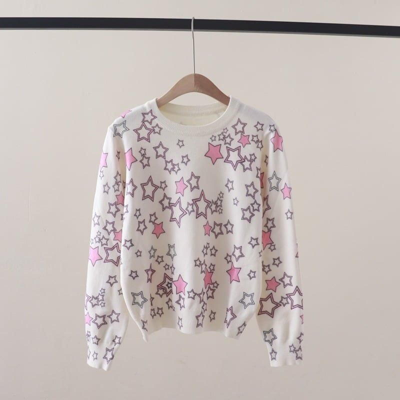  A835- Áo Len Dệt Kim Họa Tiết Ngôi Sao Mùa Thu 