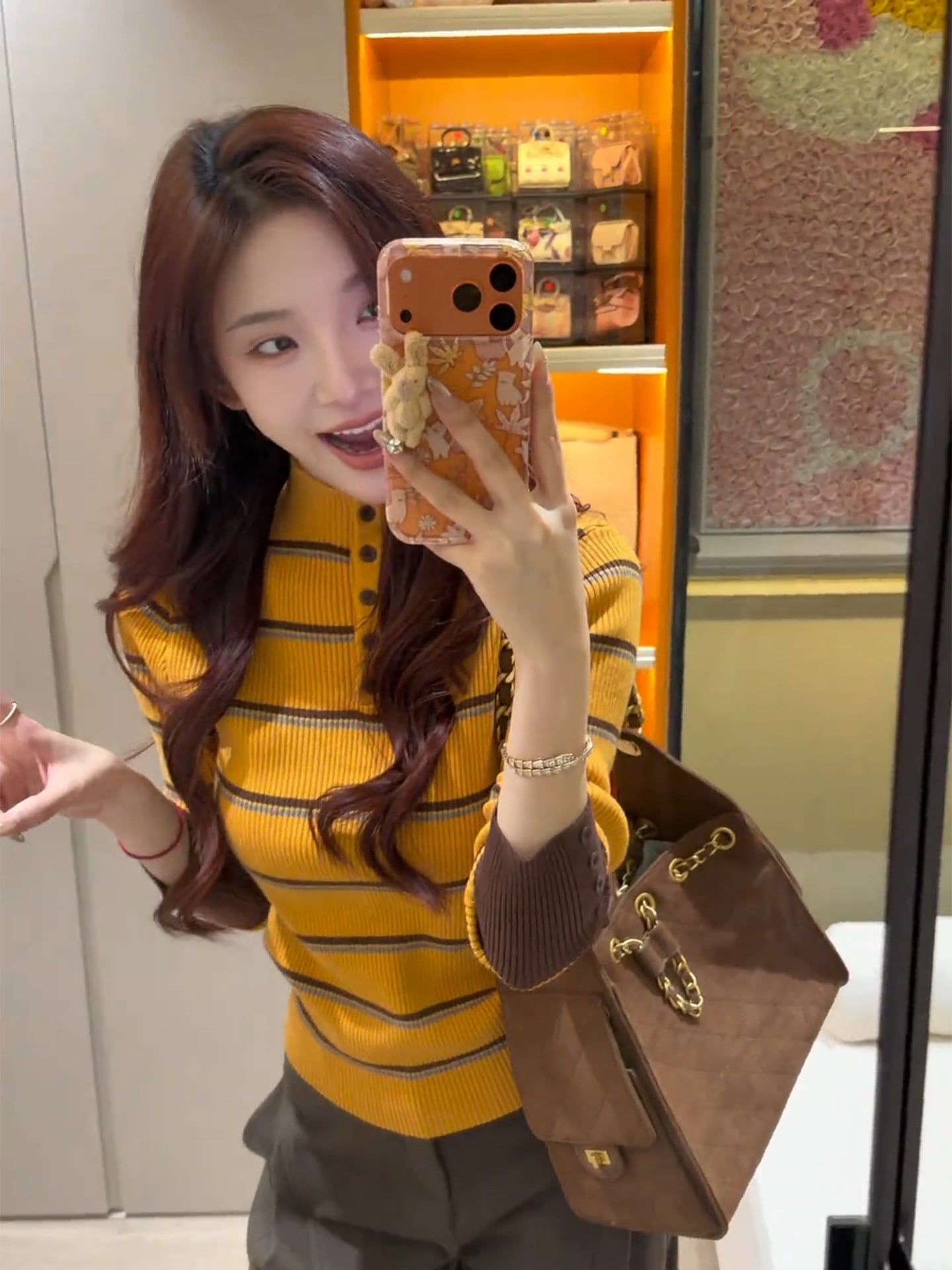  A852 Áo Len Dệt Kim Kẻ Sọc Cổ Cao 