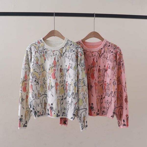  A856-Áo Len Dệt Kim Hoàng Mã Quan Nhân Mùa Thu 