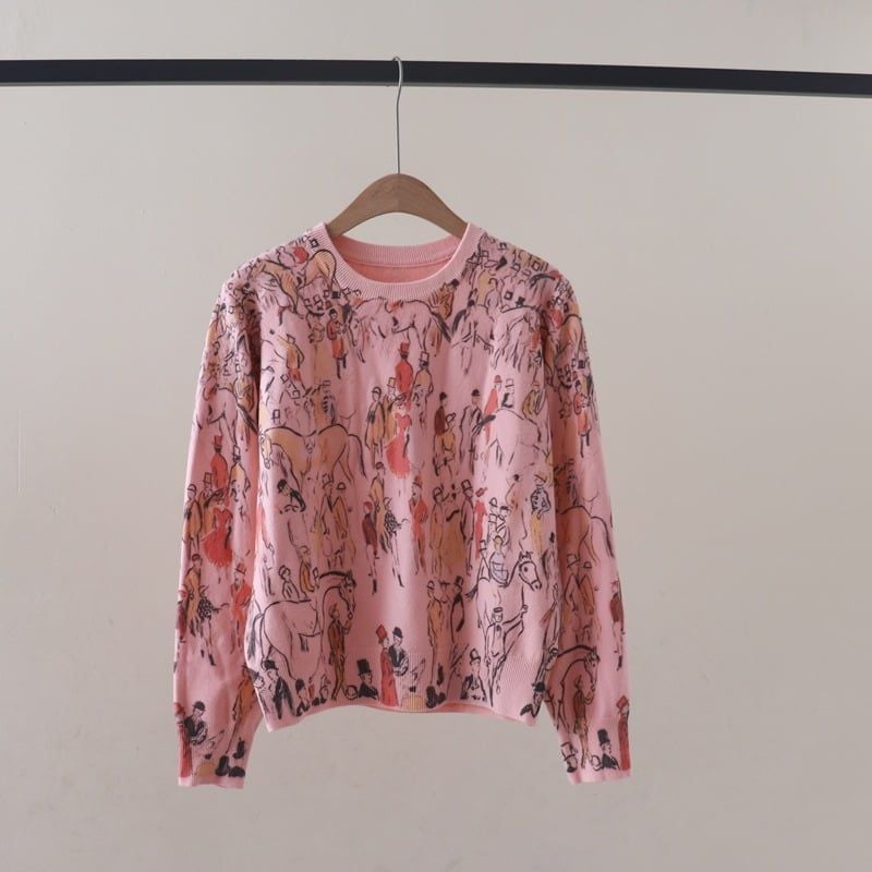  A856-Áo Len Dệt Kim Hoàng Mã Quan Nhân Mùa Thu 