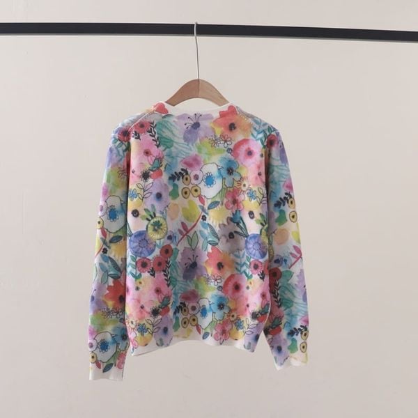  A859-Áo Len Dệt Kim Vườn Hoa Mùa Xuân 