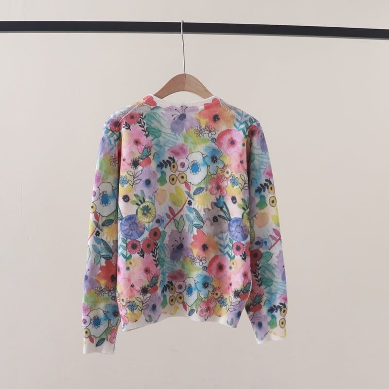  A859-Áo Len Dệt Kim Vườn Hoa Mùa Xuân 