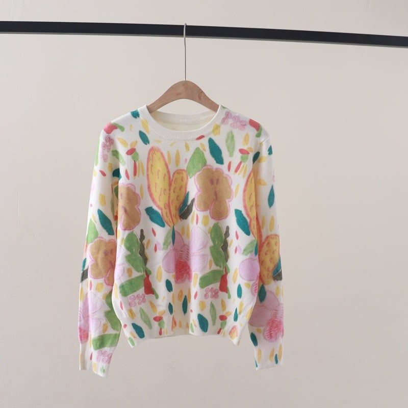  A860-Áo Len Dệt Kim Vườn Hoa Sắc Nắng Mùa Thu 