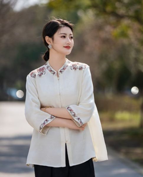  A868-Áo Thêu Hoa Nghệ Thuật Thanh Lịch Tao Nhã 