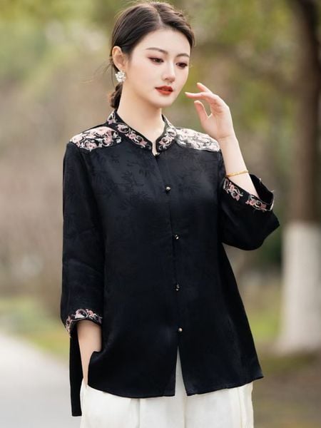  A868-Áo Thêu Hoa Nghệ Thuật Thanh Lịch Tao Nhã 