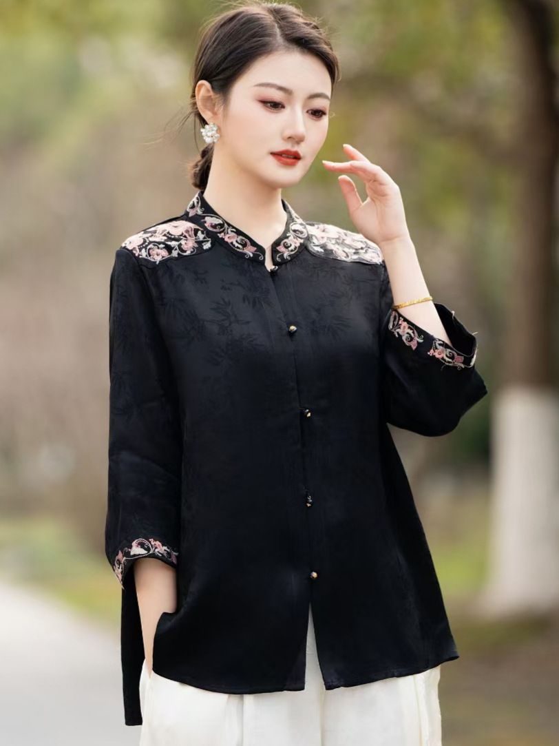  A868-Áo Thêu Hoa Nghệ Thuật Thanh Lịch Tao Nhã 