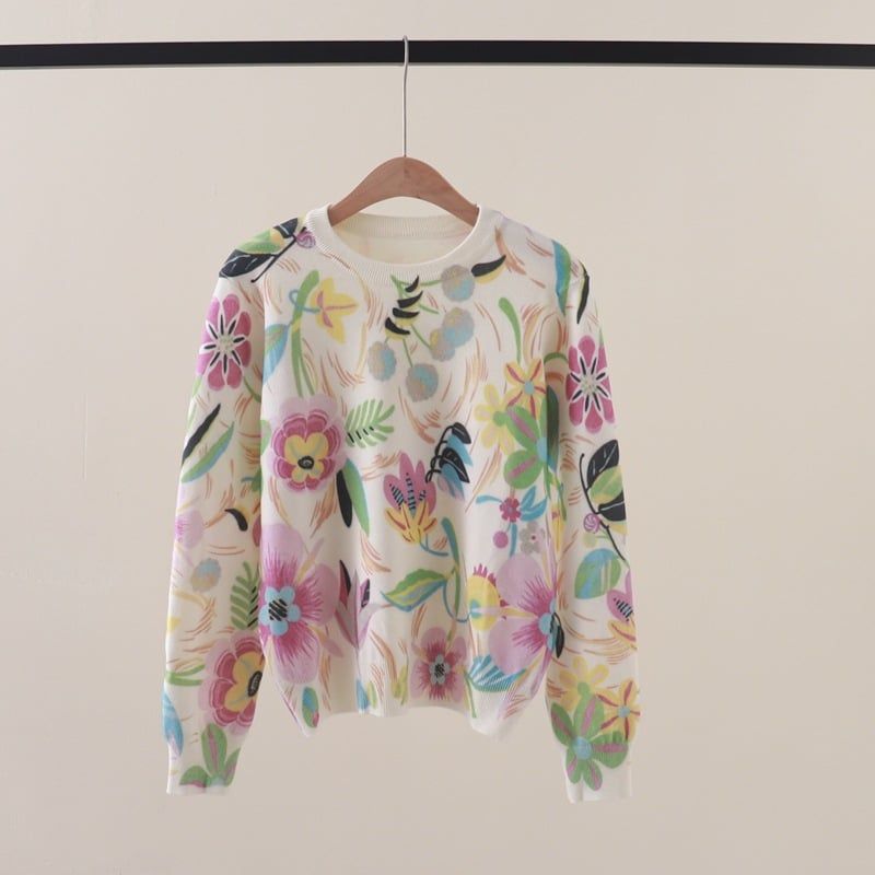  A870-Áo Len Dệt Kim Hoa Cỏ Mùa Xuân 