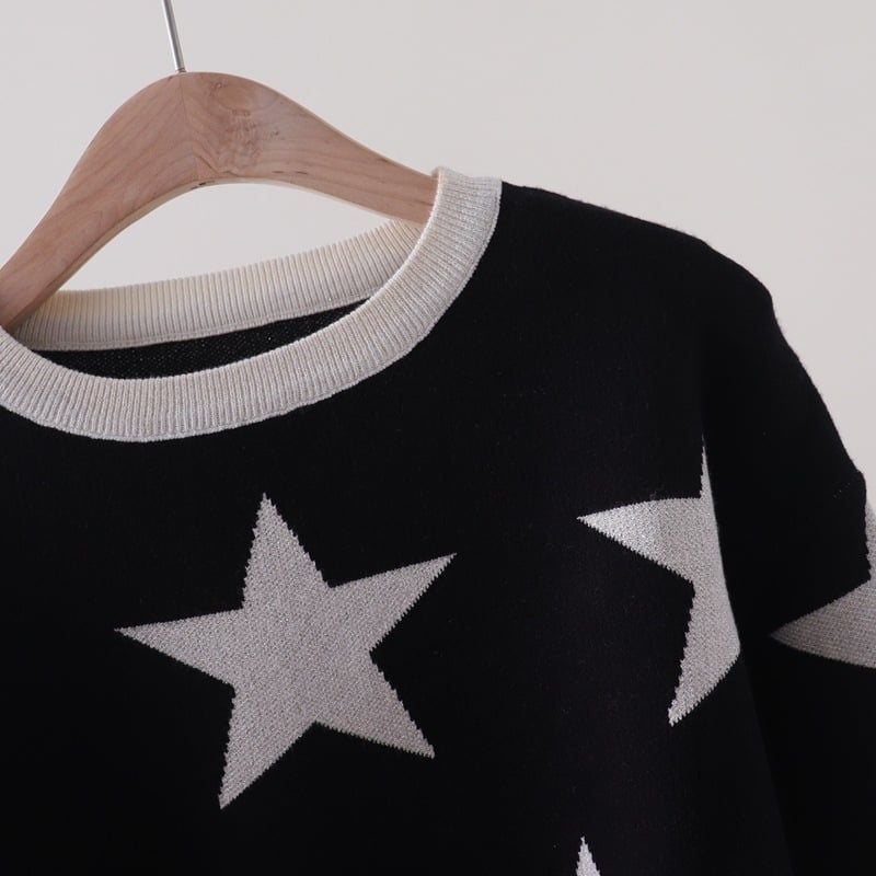  A872-Áo Len Ngôi Sao May Mắn Hàn Quốc 