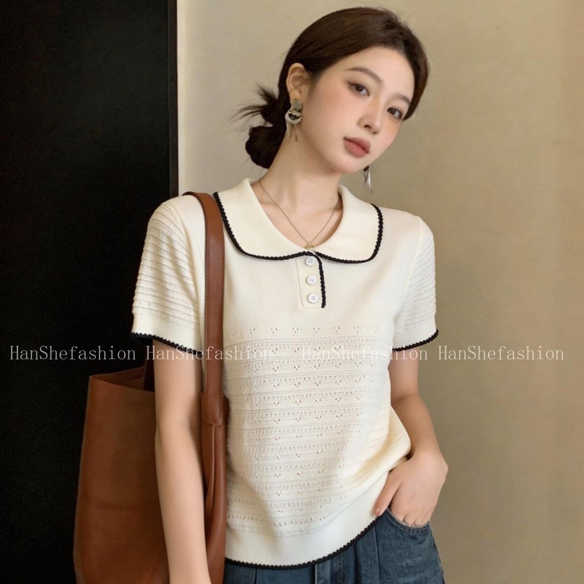  A889-Áo Dệt Kim Cổ Kiểu Thoáng Mát 