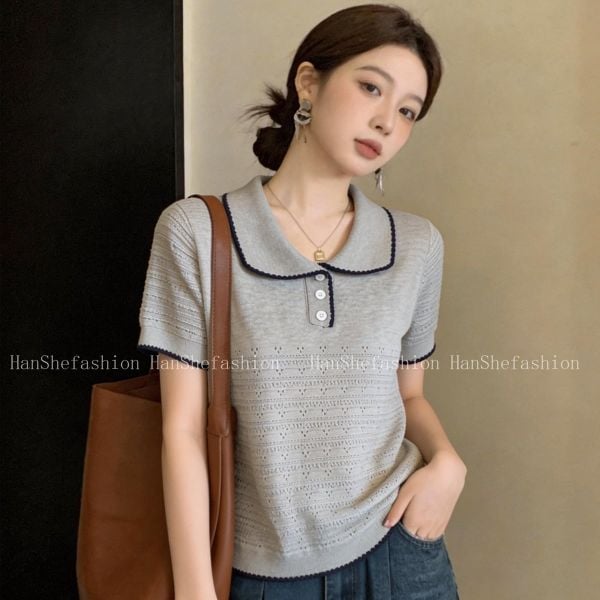  A889-Áo Dệt Kim Cổ Kiểu Thoáng Mát 