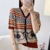  A899-Áo Dệt Kim Dệt Hoa Phối Màu Cổ Điển 