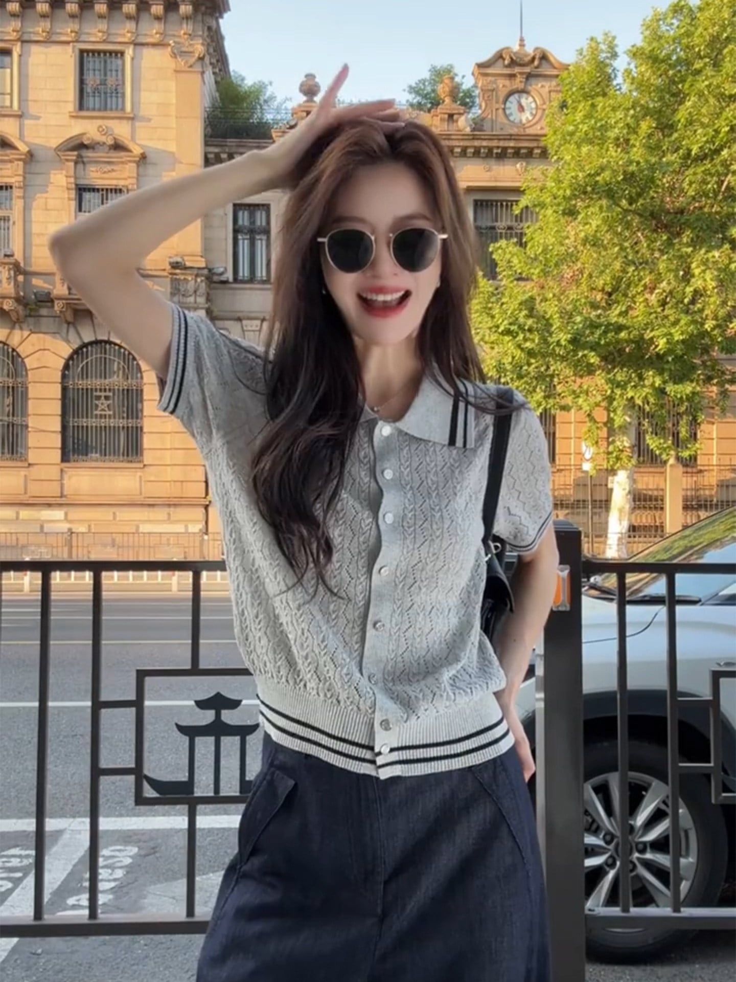  A907-Áo Dệt Kim  Có Cổ Họa Tiết Nghệ Thuật Hàn Quốc 