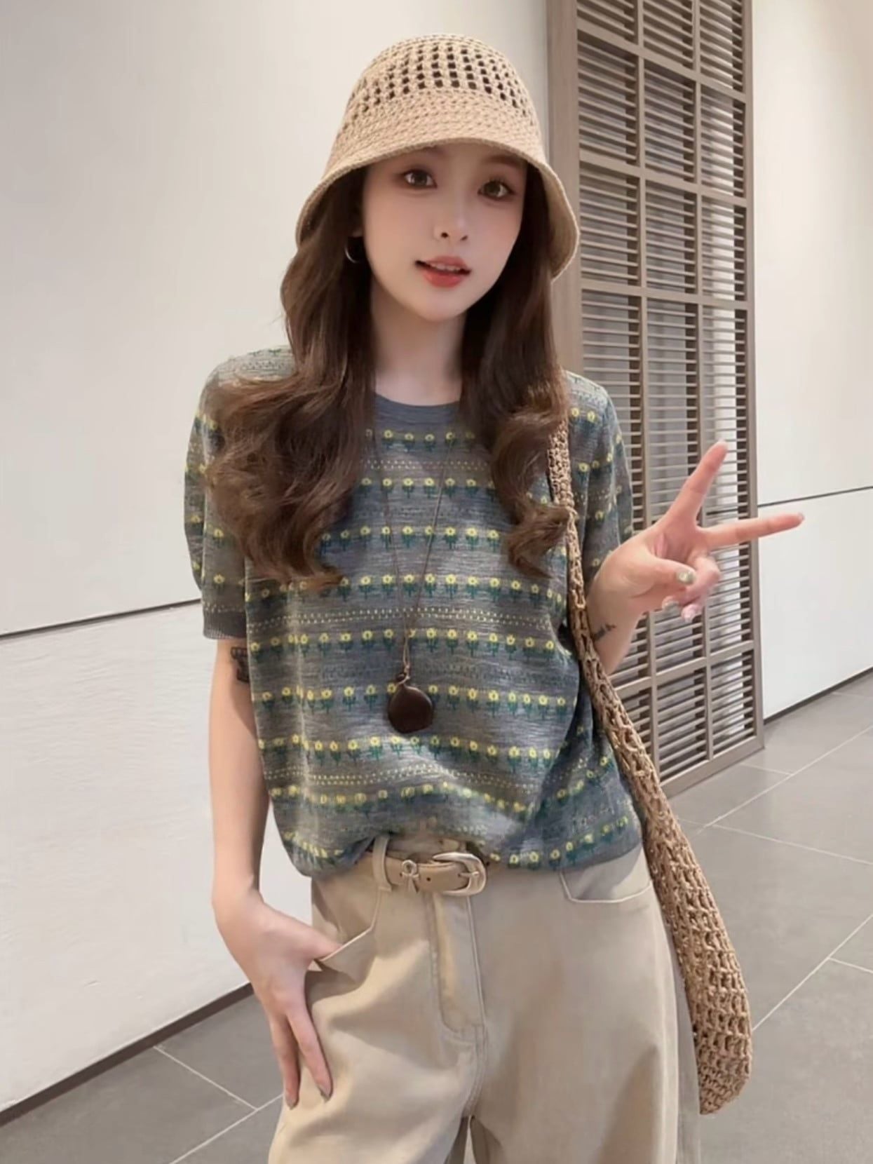  A919-Kisuhi-Áo Len Thun Retro Kẻ Sọc Kiểu Mỹ 