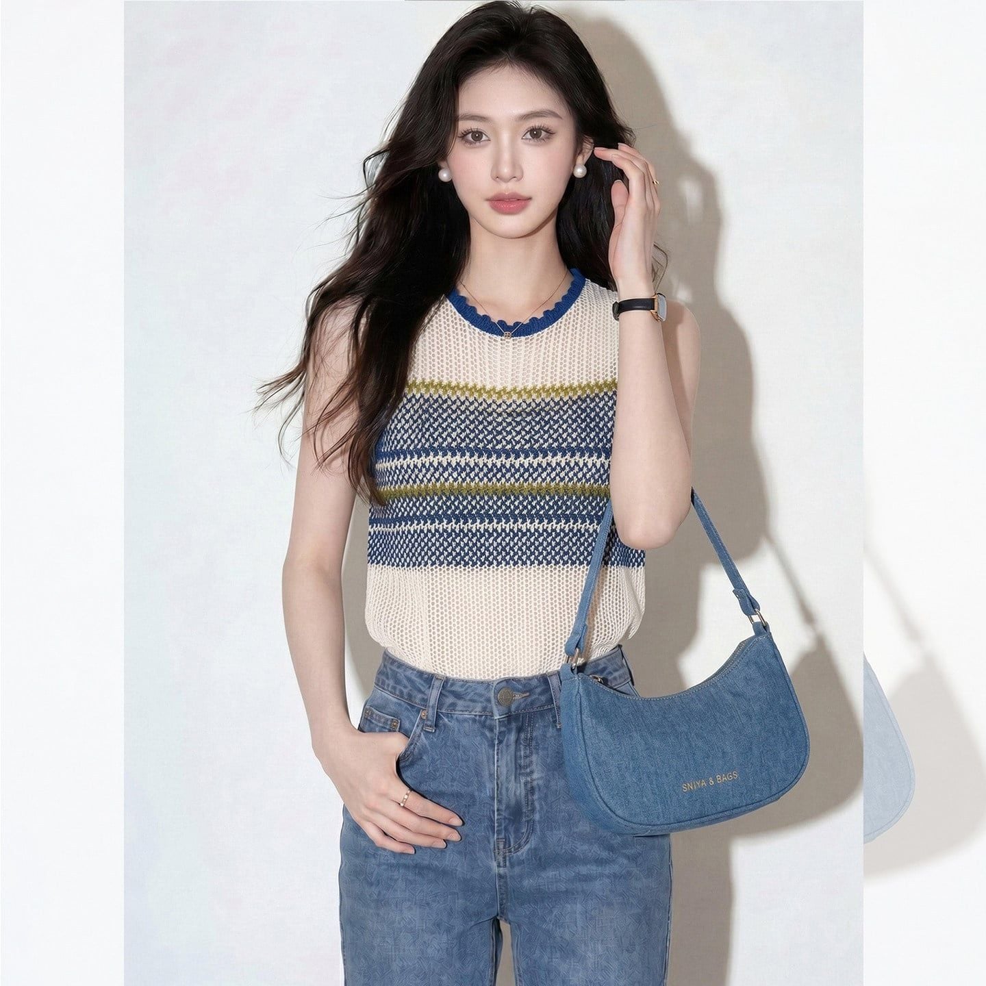  A920-Áo Len Không Tay Dệt Phối Màu 